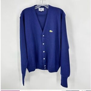 Lacoste Izod Vintage Preppy Cardigan Sweater Blue Size L